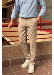 inpool بنطال رجالي من قماش Old Money - جودة عالية، مقاس قياسي 23INP269