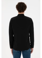 U.S. Polo Assn. قميص أساسي أسود بأكمام طويلة للرجال 50296777 -VR046