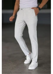 Bürke Men's Stone Color Italian Cut Quality Flexible Lycra Ankle Length Fabric Trousers