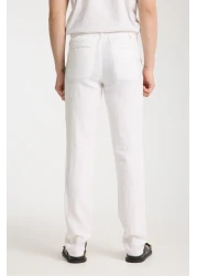 muzzo jeans White 100% Linen Trousers with Elastic Waist