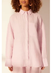  Collection Pink 100% Linen Oversize Shirt TWOSS23GO00443