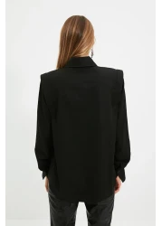  Collection Sagaza Studio Poplin Black Shirt - Drawstring Detail, Woven TPRAW22GO1191