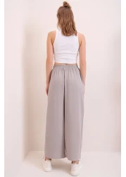 Trend Alaçatı Stili بنطلون Aerobin ذو الخصر المطاطي باللون الرمادي للنساء