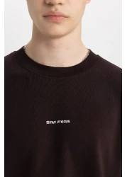 Defacto تي شيرت فضفاض مناسب برقبة دائرية وأكمام قصيرة من القماش الثقيل C0896ax24sp