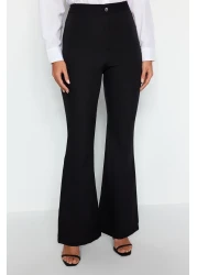  Collection High Waist Black Flare Woven Fabric Pants - Bell Bottom Twoaw20Pl0094