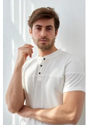 RAVANELLI تي شيرت رجالي عصري ذو قصة ضيقة وياقة واقفة