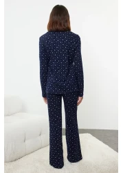  Collection طقم بيجامة قطنية منقوشة باللون الأزرق الداكن من Galaxi - THMAW25PT00097