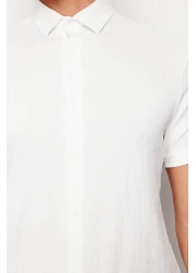  Collection Summer Texture White Wrap Shirt - Short Sleeve, Regular Fit Tmnss23Go00055