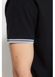  Collection تيشيرت أسود بقصة ضيقة بياقة بولو - 100% قطن TMNSS22PO00014