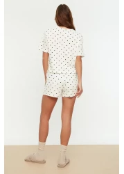  Collection Polka Dot White 100% Cotton Shorts Sleepwear Set - Thmss21Pt1485