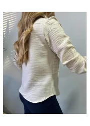 jöns since 1997 قميص نسائي من الكتان بتصميم سترة جبر أمامية