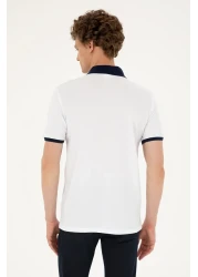 U.S. Polo Assn. تي شيرت رجالي ذو قصة عادية وياقة بولو باللون الأزرق الداكن 50287103 -vr033