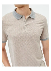 Koton Collared T-Shirt Minimal Print Slim Fit Short Sleeve