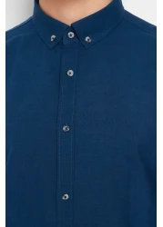 Collection Indigo Slim Fit Epaulettes Shirt - Long Sleeve, 100% Cotton, Tmnss20Go0189
