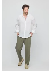 GEİO Men's Oversize Cut Linen Shirt