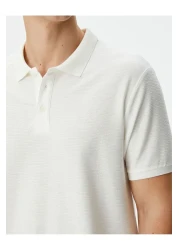 Koton Collared T-Shirt Slim Fit Button Detailed Short Sleeve