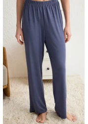  Collection Navy Blue Comfortable Fit Viscose Maternity Knitted Pajamas Set Thmss25Pt00165