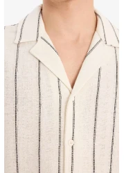 Defacto Regular Fit Apache Collar Summer Striped Short Sleeve Shirt E4944Ax25Sp