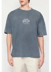  Collection AnThraciTe Eagle PrinTed Pale EffecT Oversize CoTTon T-Shirt - TMNSS24TS00006