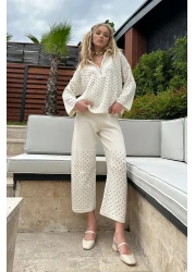 Trend Alaçatı Stili طقم تريكو نسائي ذو فتحة كريمية وسحاب علوي وسفلي ALC-X12275