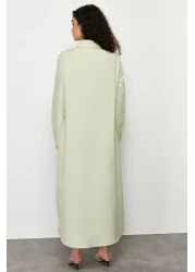  Modest فستان قميص منسوج بأزرار كاكي فاتح TCTSS24EB00137