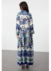  Modest Viscose Woven - Blue Floral Patterned Dress TCTSS24EB00221