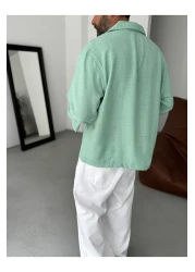 BYBASICMAN قميص بأكمام فقيرة من قماش صوفيا باللون الأخضر النعناعي RES-5207