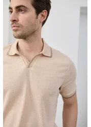 RAVANELLI Men's Non-Shrink Cotton Fabric Slim Fit Slim Fit Polo Neck T-Shirt