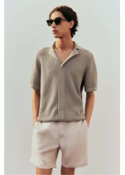 H&M Regular Fit Textured-knit Resort Shirt