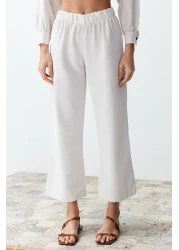  Collection طقم قميص وبنطلون منسوج من الكتان - إكرو TWOSS24AU00065