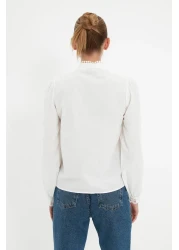  Collection Cotton White Lace Shirt - Regular Fit TWOAW21GO0077