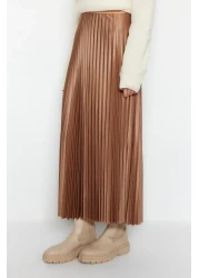  Collection Mink Pleated Maxi Flexible Knitted Skirt TWOSS24ET00041