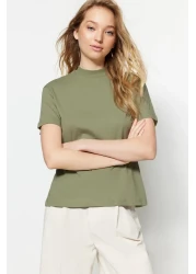  Collection Oil Green-Grey 2 Pack 100% Cotton Basic Stand Collar Knitted T-Shirt TWOSS20TS1500