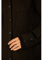  Collection Black 100% Linen Oversize Shirt TWOSS23GO00443