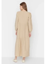  Modest Mink Gathering Detailed Cotton Wide Fit Woven Dress TCTSS21EL3470