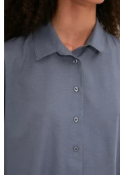  Collection قميص منسوج قطني فضفاض من أنثراسايت TWOAW20GO0107