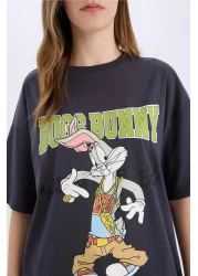 Defacto Coool Looney Tunes Oversize Wide Fit Crew Neck Short Sleeve T-Shirt D9129Ax25Sm