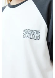  Collection تي شيرت أبيض 100% قطن محبوك بشعار مريح/مريح TWOSS24TS00134