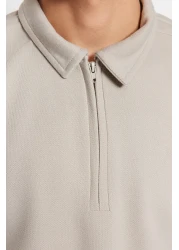  Collection Premium Stone Regular/Normal Cut Pique Zip-Up Polo Neck T-Shirt Tmnss23Po00019