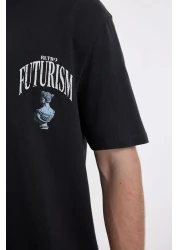 Defacto Crew Neck Back Printed Regular Fit T-Shirt C5649AX24HS