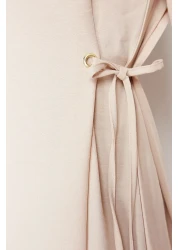  Modest String Tie Elastic Sleeve Aerobin Dress - Stone Waist Tctss22Eb00104