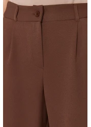 Collection بنطال ذو ثنيات بني داكن عالي الخصر وواسع الساق - TWOAW21PL0076