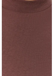  Collection تي شيرت منسوج بياقة واقفة أساسي من القطن بنسبة 100% مكون من قطعتين باللون البني والبيج TWOSS20TS1500