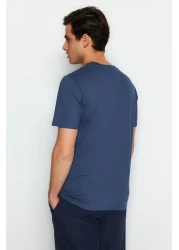  Collection تي شيرت رمادي-إكرو-نيلي نحيف/نحيف برقبة دائرية أساسي 100% قطن 3 قطع TMNSS19BO0007