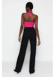  Collection جينز أسود عالي الخصر بأرجل واسعة TWOSS23JE00068