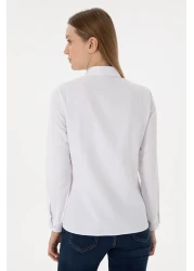 U.S. Polo Assn. قميص نسائي أبيض بأكمام طويلة 50297002 -VR013