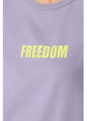 Collection Lilac 100% Cotton Slogan Printed Relaxed/Comfortable Fit Crew Neck Knitted T-Shirt TWOSS21TS0316