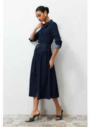  Collection فستان طويل من قماش الدنيم مع حزام - TWOSS24EL00776