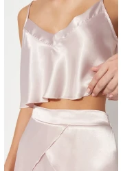  Collection Powder Satin Rope Suspender Shorts Woven Pajamas Set Thmss23Pt00097