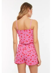  Collection طقم بيجامة بنقشة الكرز مع شورت وردي - 100% قطن THMSS22PT0649